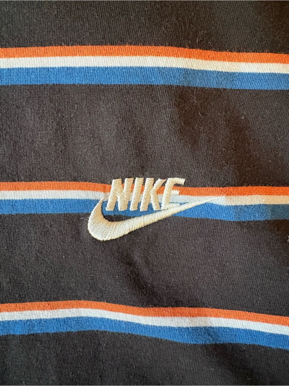 Nike Men’s Black Short-Sleeve Stripe Tee with Blue & Orange Accents - Picture 3 of 4